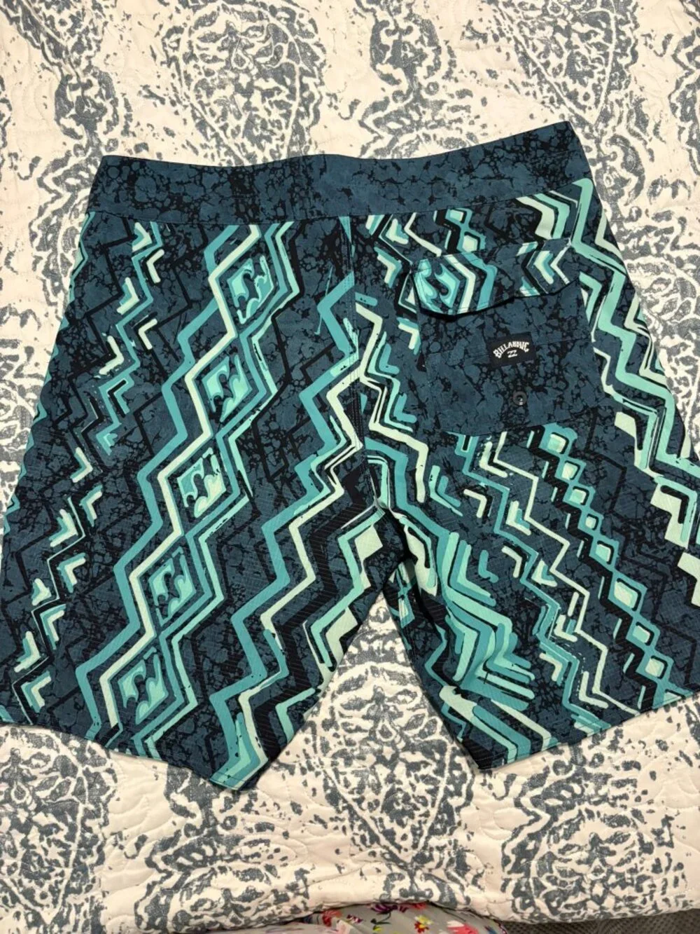 Billabong Sundays Airlite Geometric Board Shorts Teal Blue Size 32